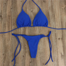 Load image into Gallery viewer, Women Bikini Set Sexy Side Tie Thong Swimsuit Bandage Style Brazilian Swimwear Ultrathin Bra &amp; Brief Sets
